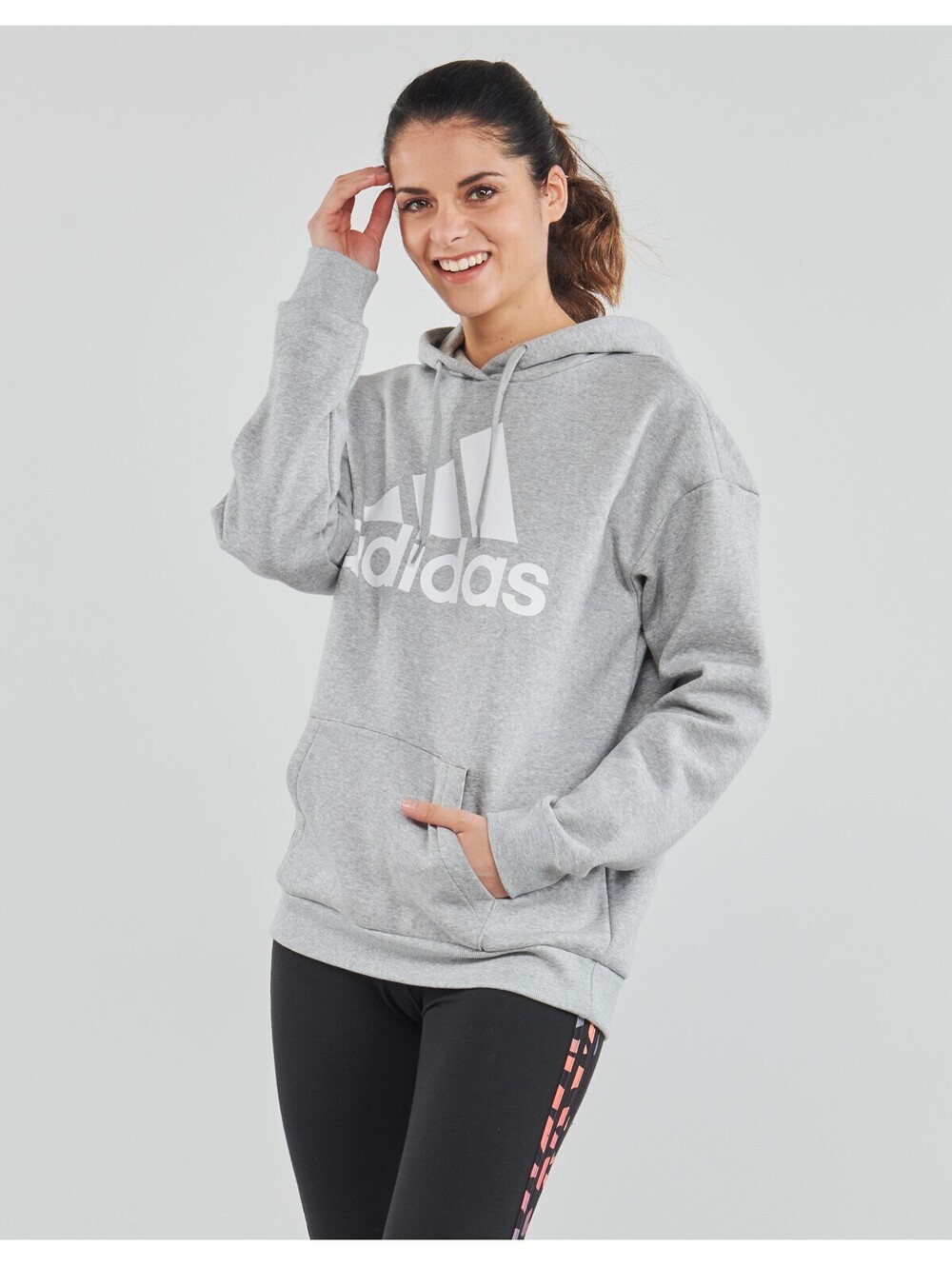 Adidas Women's Unisex Size L Gray Long Sleeve Hoodie Pocket Pullover